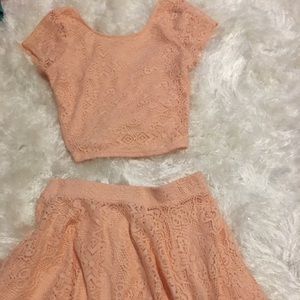 Light pink/ peach skirt and crop top set